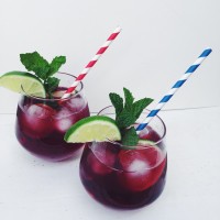 Sparkling Blueberry Summer Cocktail. 