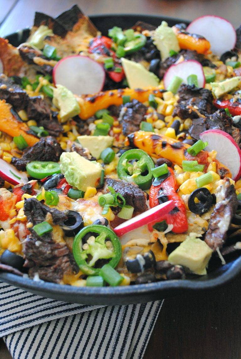Grilled Steak Skillet Nachos. DomestikatedLife