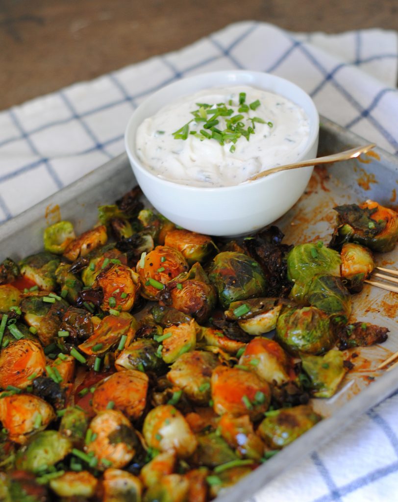 Crispy Buffalo Brussels Sprouts. DomestikatedLife
