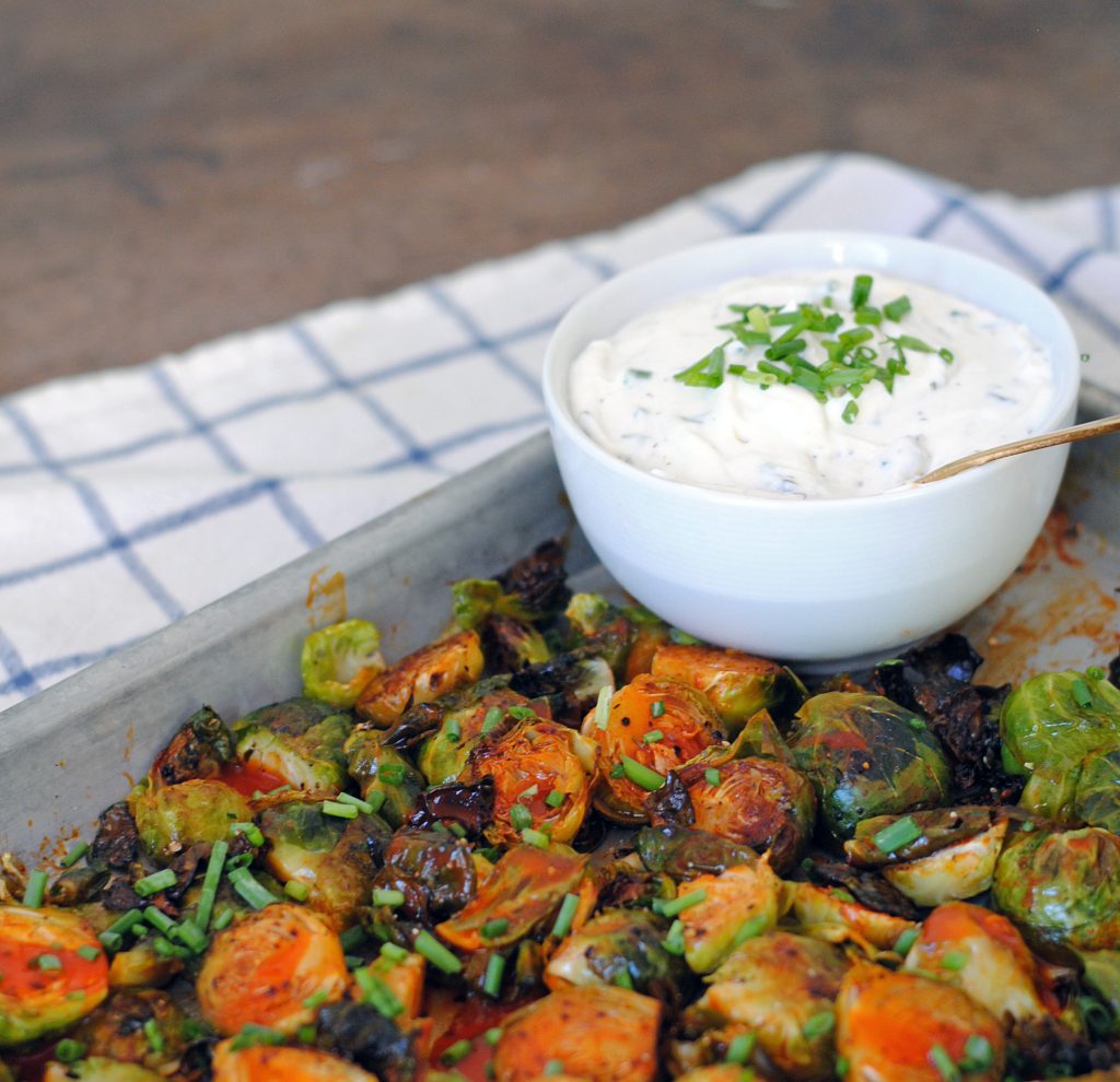 Crispy Buffalo Brussels Sprouts. DomestikatedLife