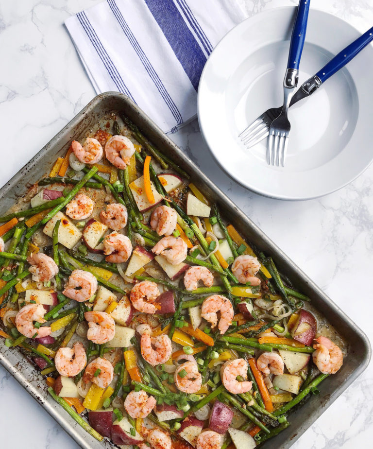 OnePan Roasted Shrimp and Vegetables. DomestikatedLife