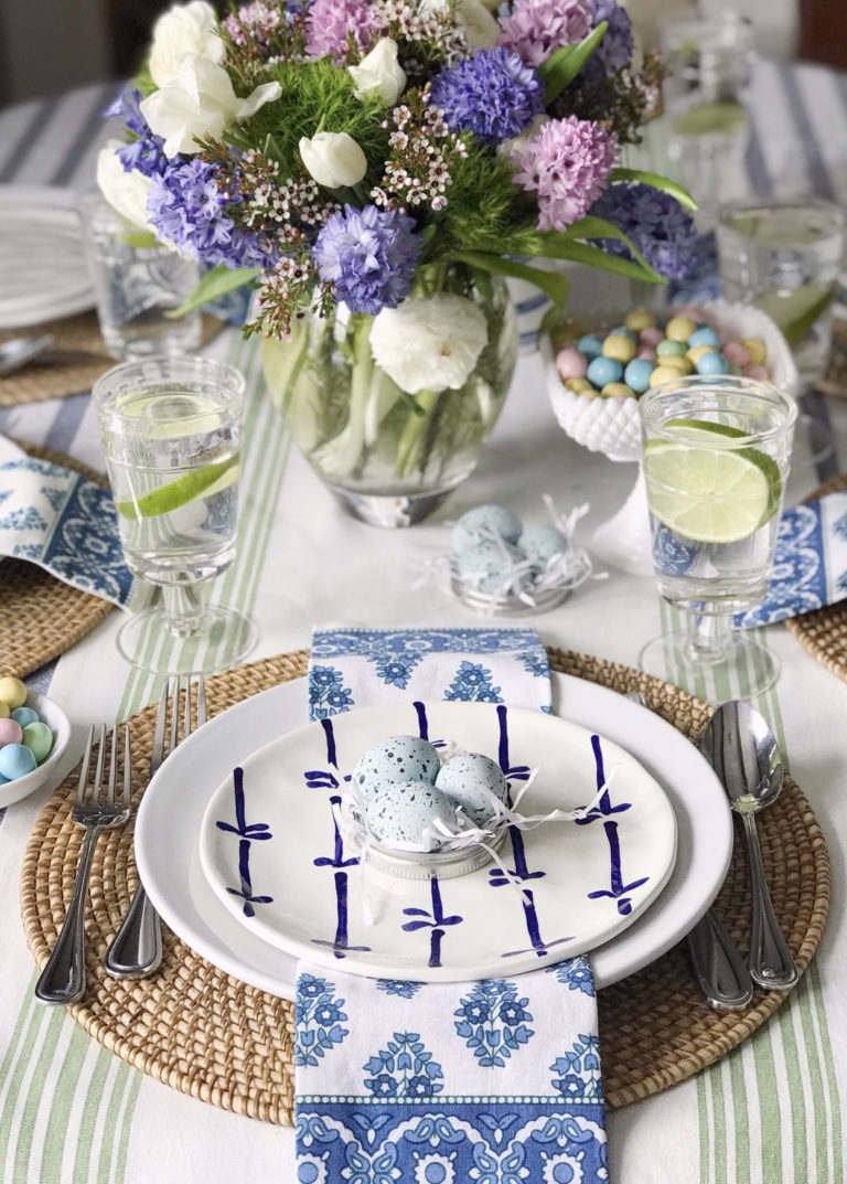 Blue and White Easter Tablescape. - DomestikatedLife