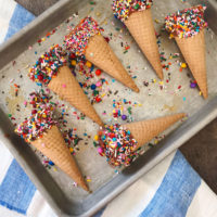 Chocolate Dipped Sprinkle Cones.