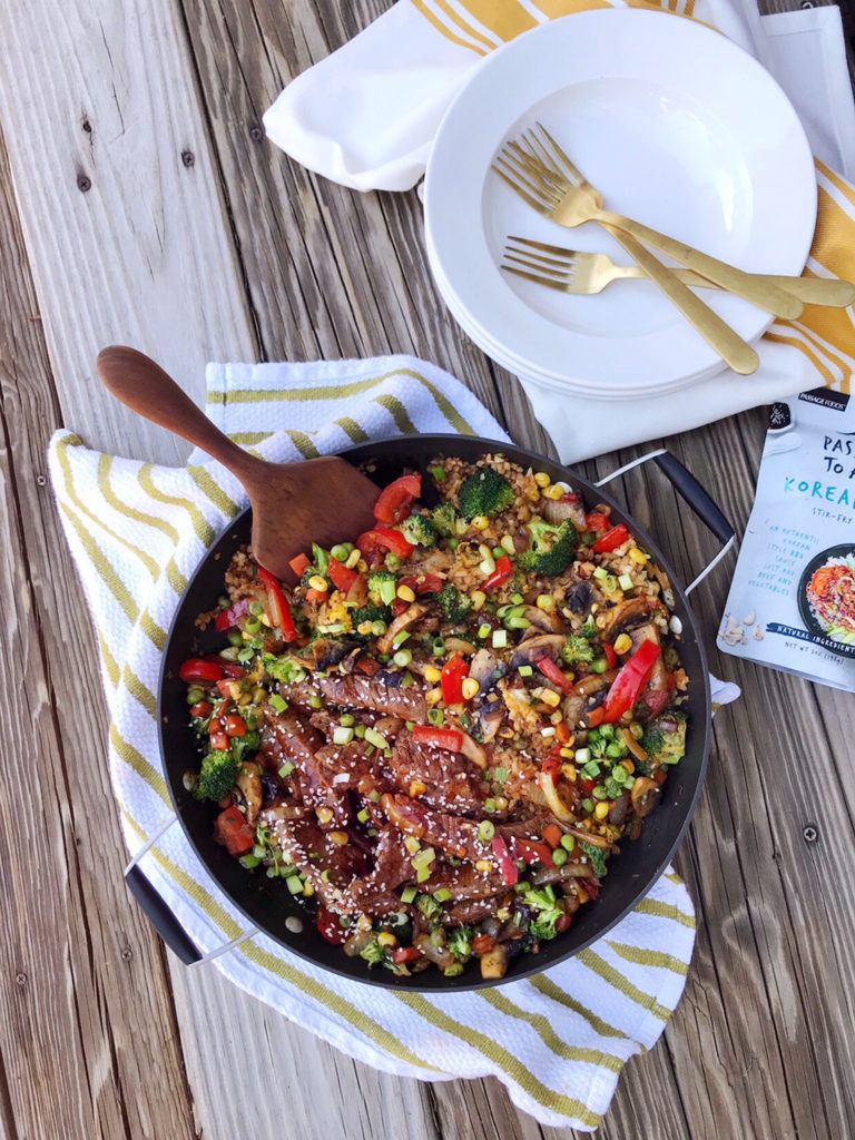 OnePan Cauliflower Fried Rice and Beef Stir Fry. DomestikatedLife