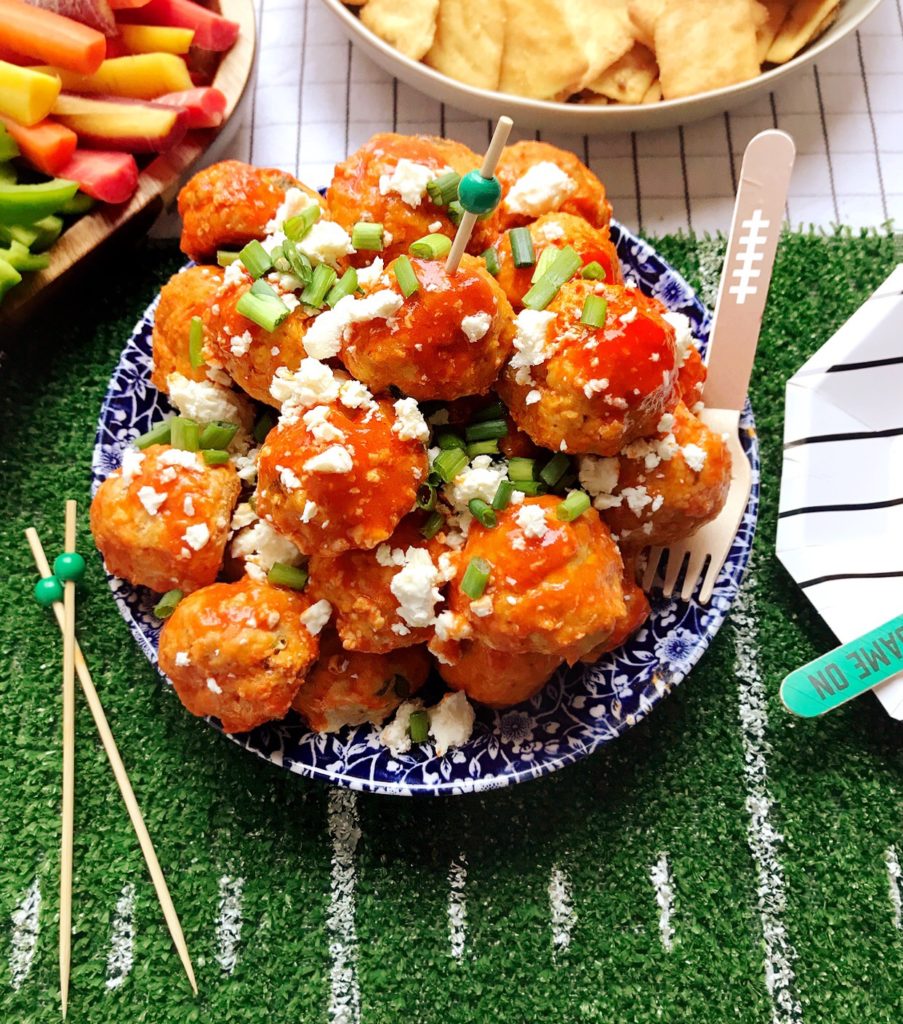 Buffalo Chicken Meatball Appetizers. DomestikatedLife