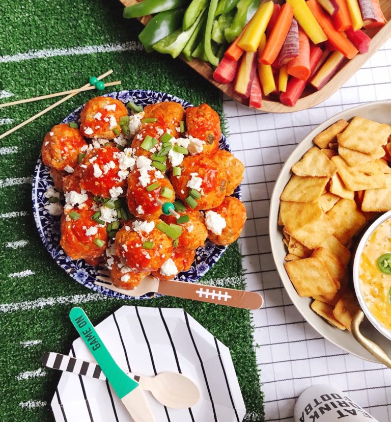 Buffalo Chicken Meatball Appetizers. DomestikatedLife