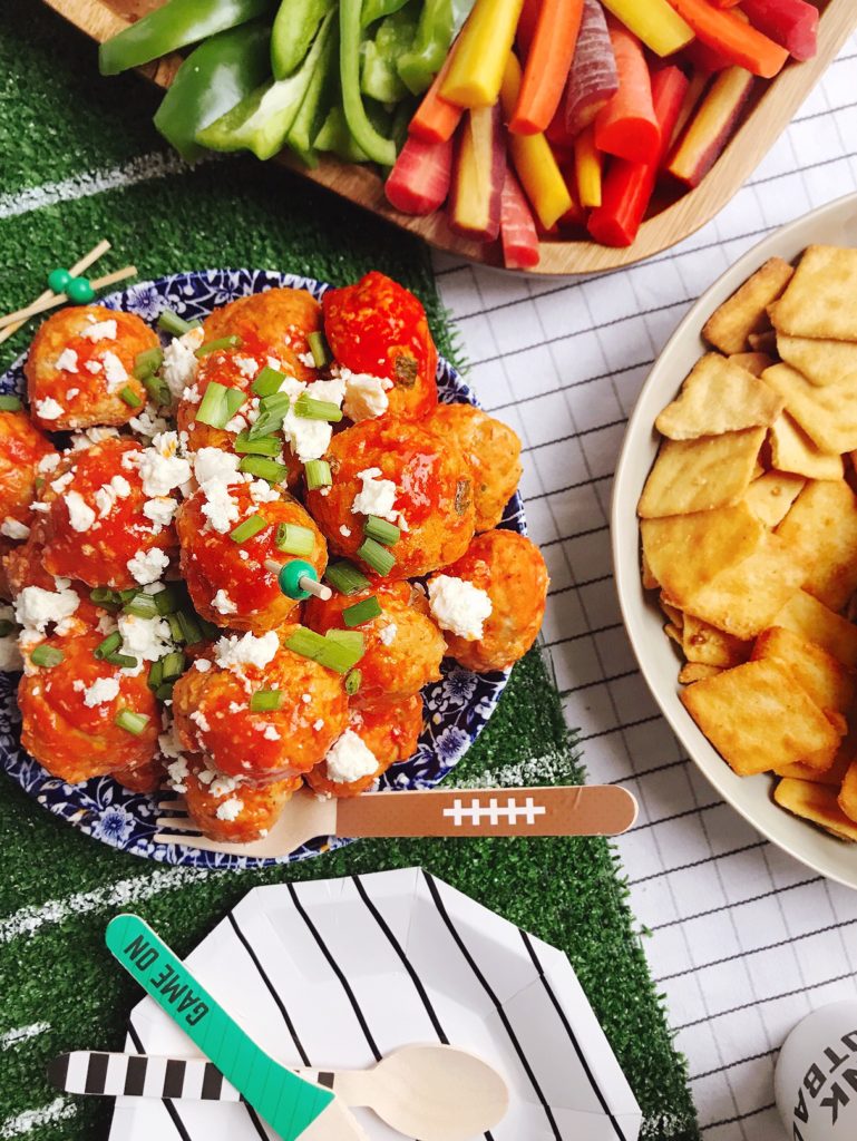 Buffalo Chicken Meatball Appetizers. DomestikatedLife