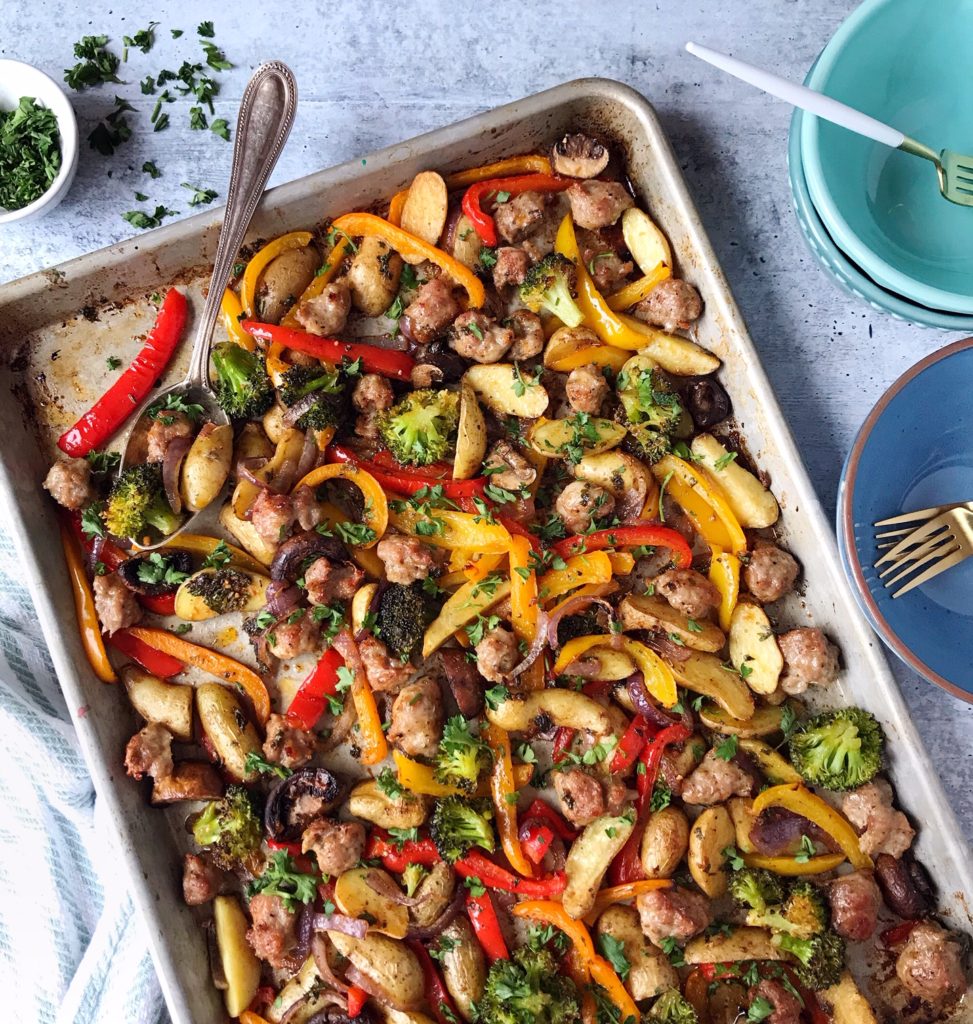 OnePan Italian Sausage and Roasted Vegetables. DomestikatedLife