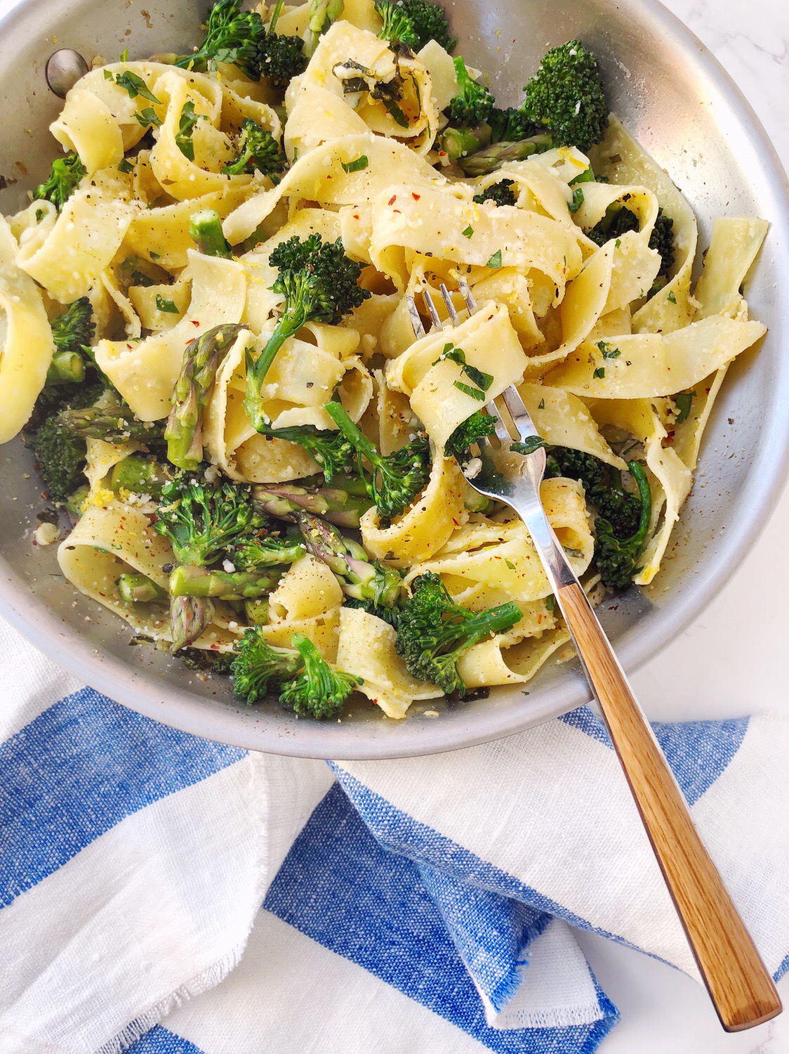 Pappardelle With Lemon Asparagus And Broccolini Domestikatedlife