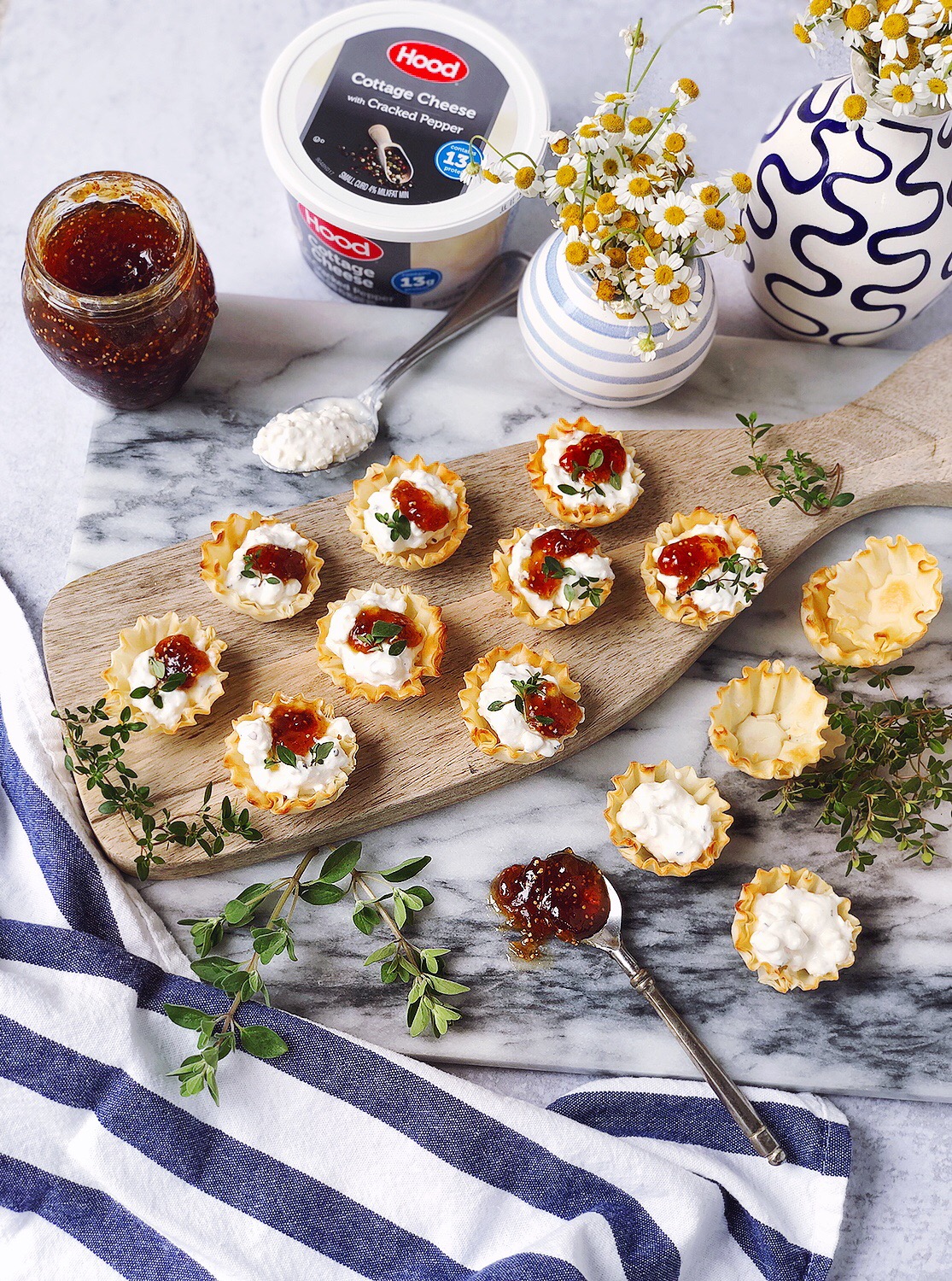 Cracked Pepper Cottage Cheese And Jam Filo Cups Domestikatedlife