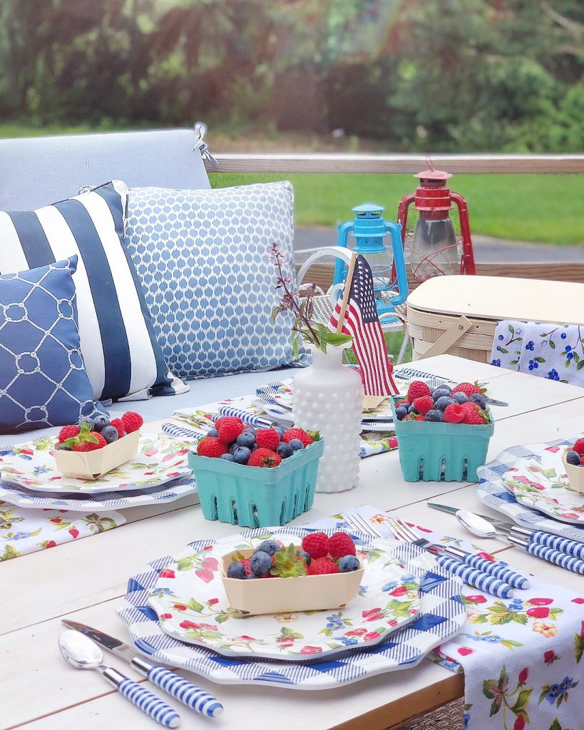 Patriotic Berry Summer Tablescape. - Domestikatedlife