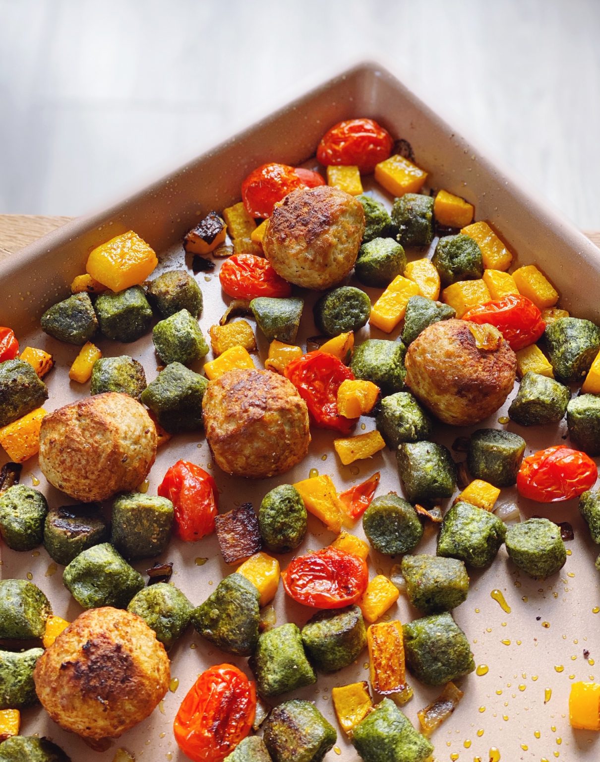 Sheet Pan Trader Joe's Kale Gnocchi. DomestikatedLife