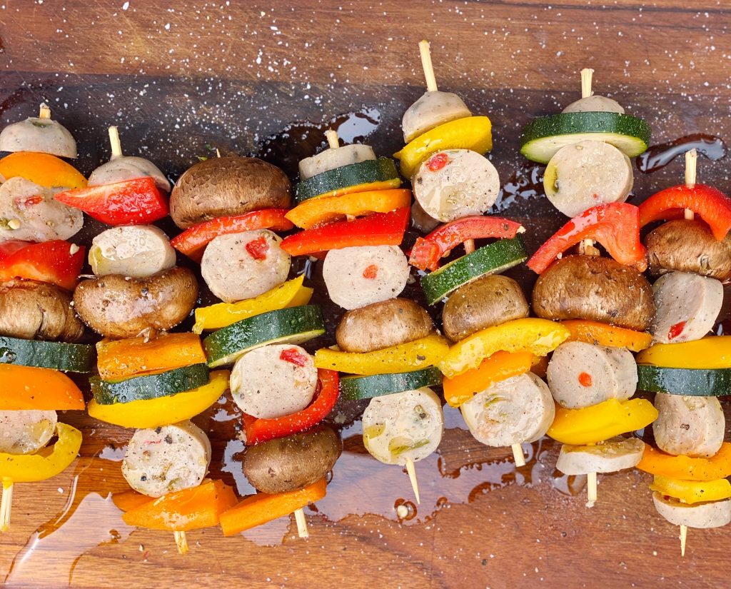 Grilled Sausage and Veggie Kabobs. DomestikatedLife