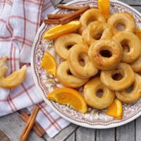 Orange Cinnamon Glazed Air Fryer Donuts.