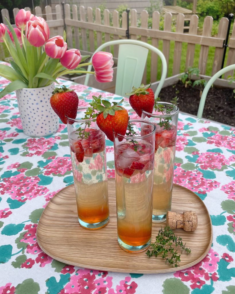 Strawberry Thyme Shrub Cocktail. DomestikatedLife