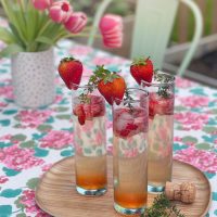 Strawberry Thyme Shrub Cocktail.