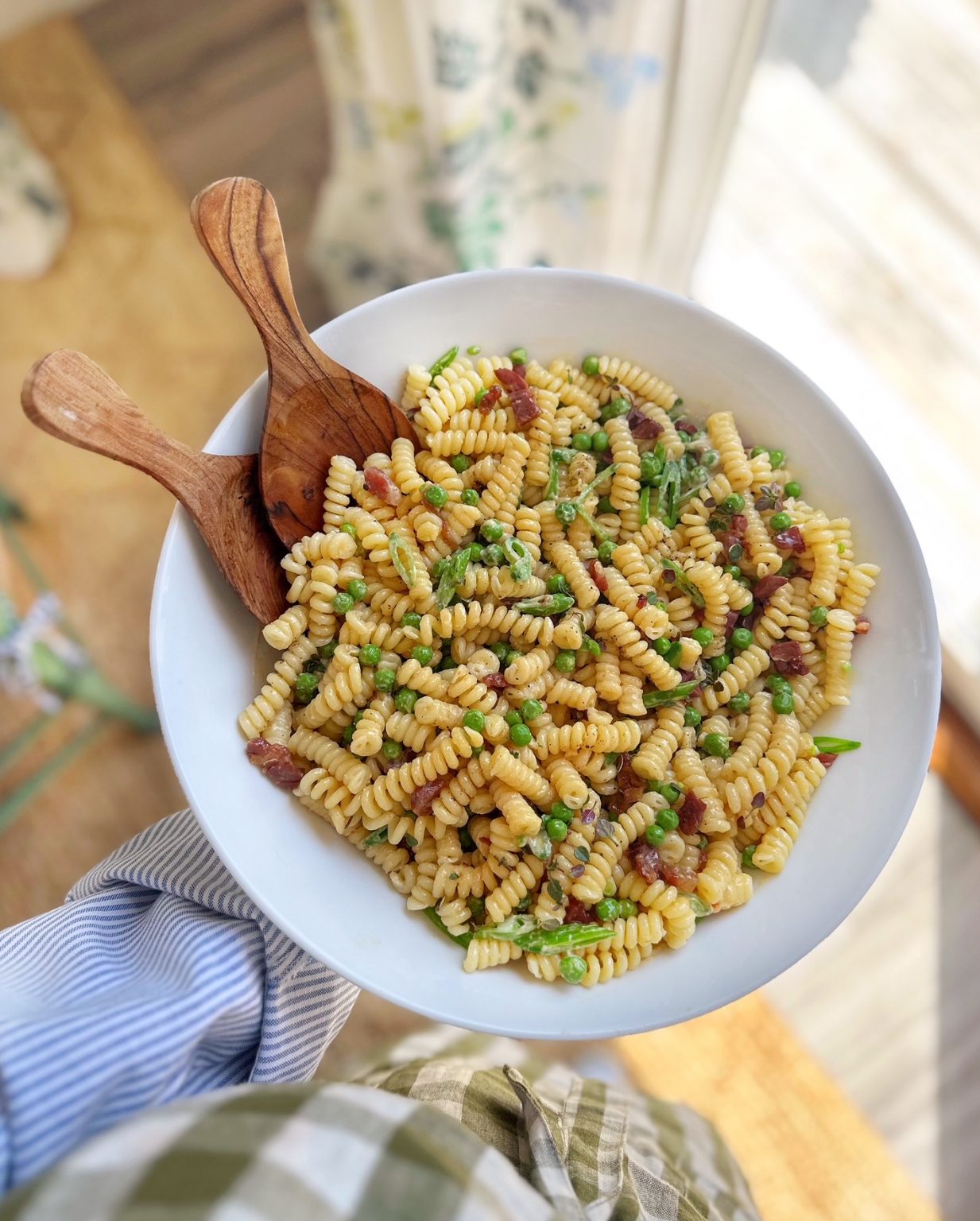 Lemon Thyme, Pea and Prosciutto Pasta Salad. DomestikatedLife