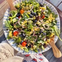 Summer Salad with Blueberries, Corn and Goat Cheese.